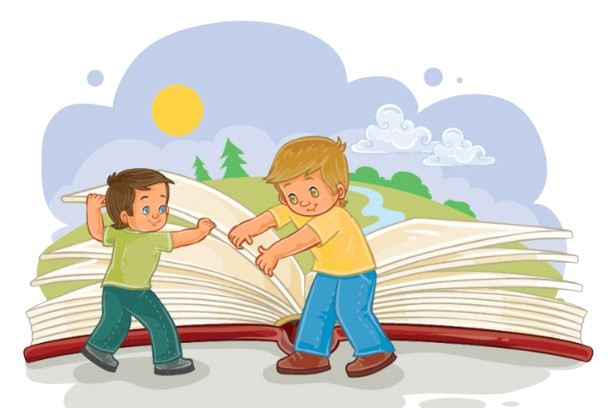 Kids with Book Illustration